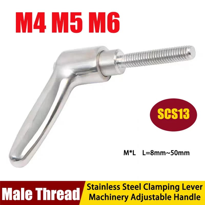 1Pc M4 M5 M6 Stainless Steel Clamping Lever Adjustable Handle Male Thread Knob Nut For Machinery Equipment Lathe Milling Machine