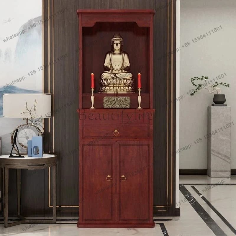 D14Buddhist niche cabinet e****mical Chinese Guanyin table shrine Buddha statue God of Wealth offering Taiwan Buddha table