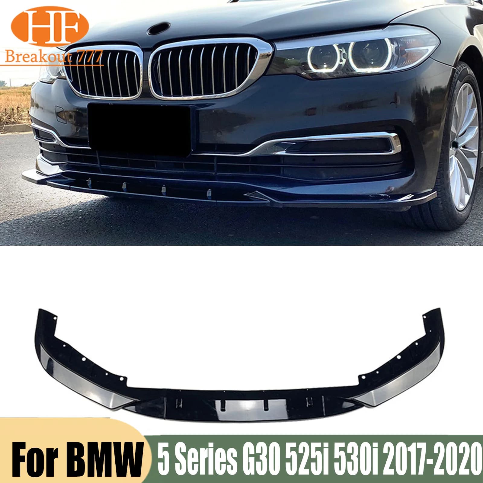 1 Set/3 Pcs Front Bumper Lip Spoiler Splitters for BMW 5 Series G30 525i 530i 2017-2020