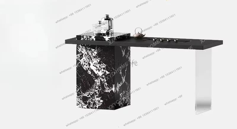 Factory Direct Light Luxury Modern Balcony Rock Slab Tea Table And Chair Combination Household Italian Minimalist Acrylic Suspen