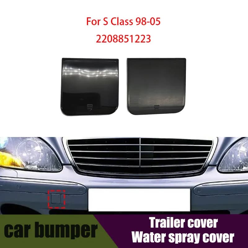 For Mercedes W220 Car Front Bumper Tow Hook Cover Cap Black Accessory For Benz S Class 1998-2005 2208851223