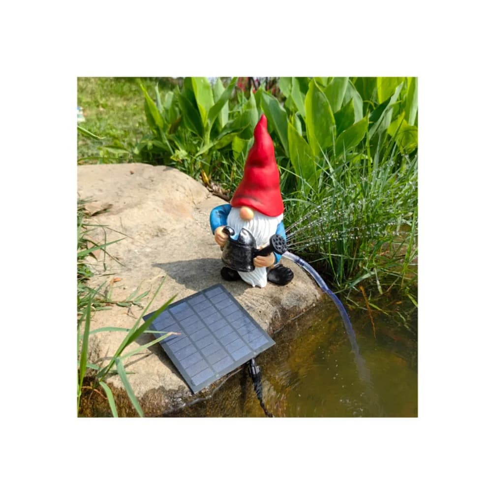 Outdoor resin crafts statue garden gnome statue resin waterfall fountain funny gnome solar fountain