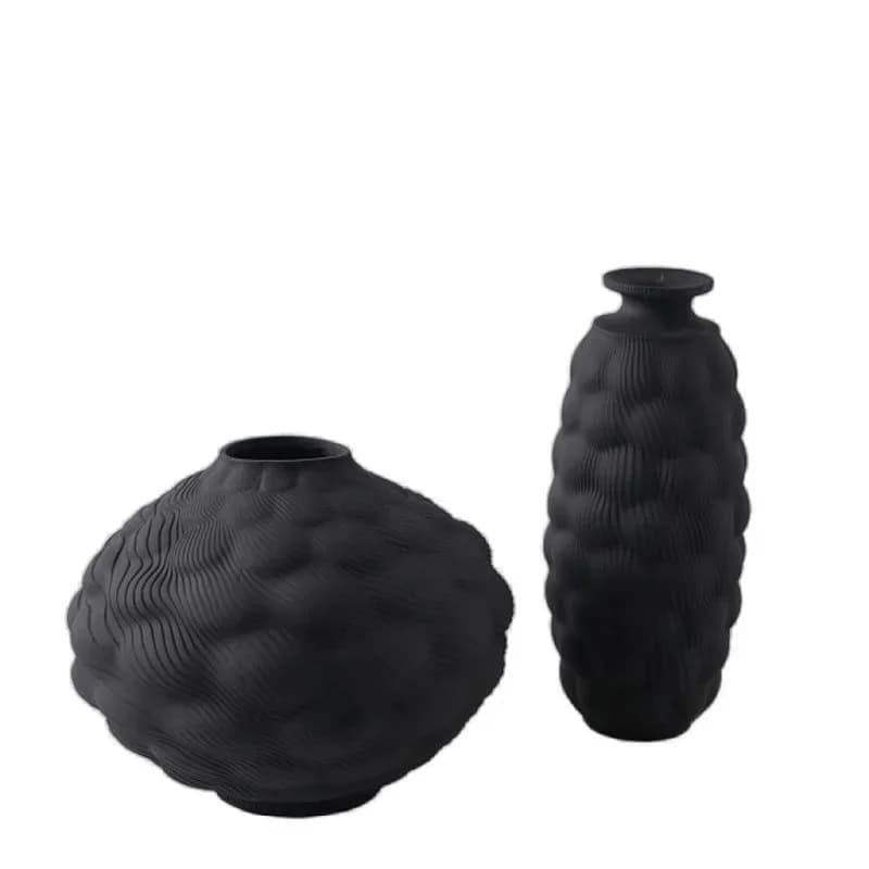 Chinese-style wabi-sabi wind zen black and white ceramic vase flower arrangement soft decoration
