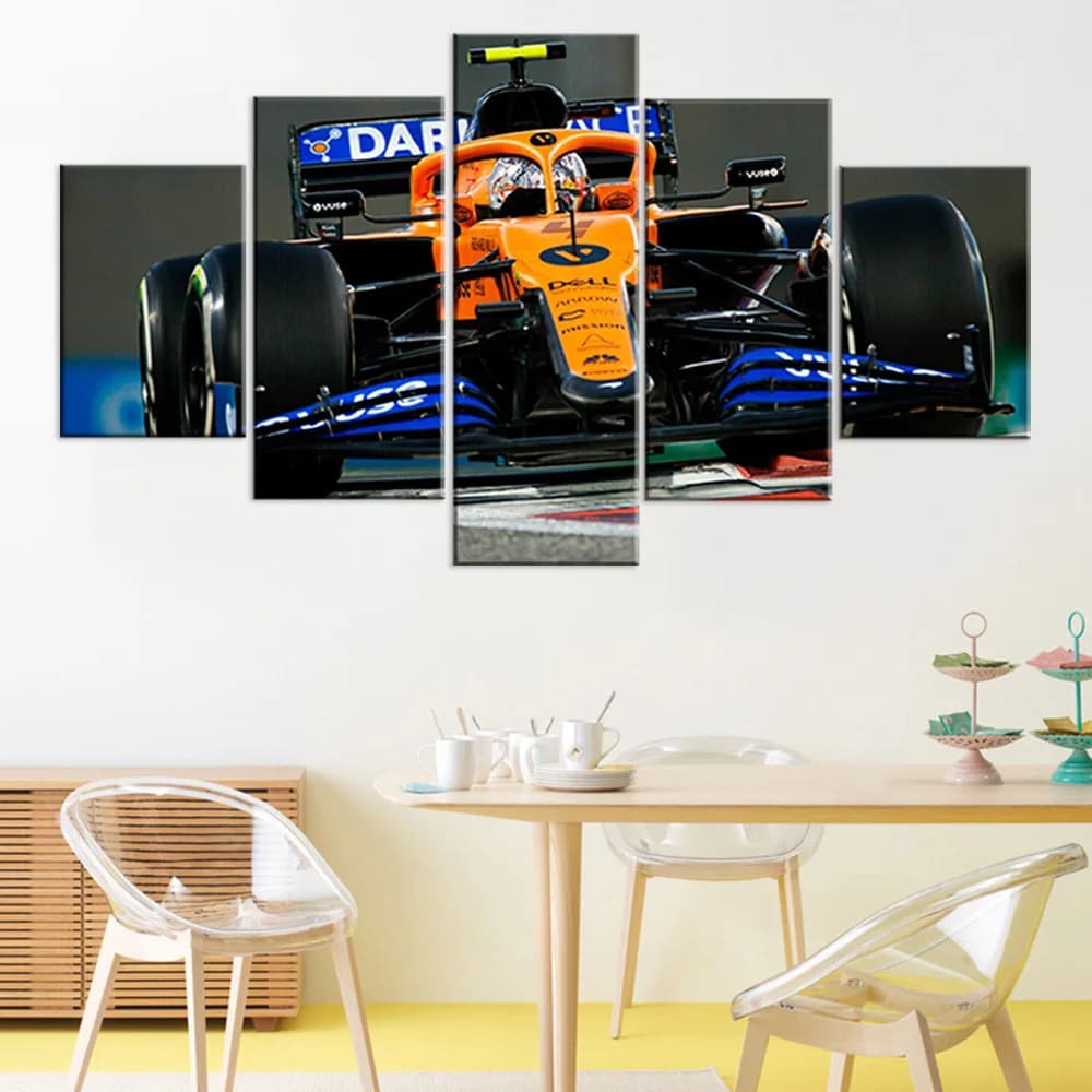 5 Pieces Canvas Art Lando Norris Car Poster Painting Living Room Modern Home Decor Bedroom Wall Picture Print Artwork