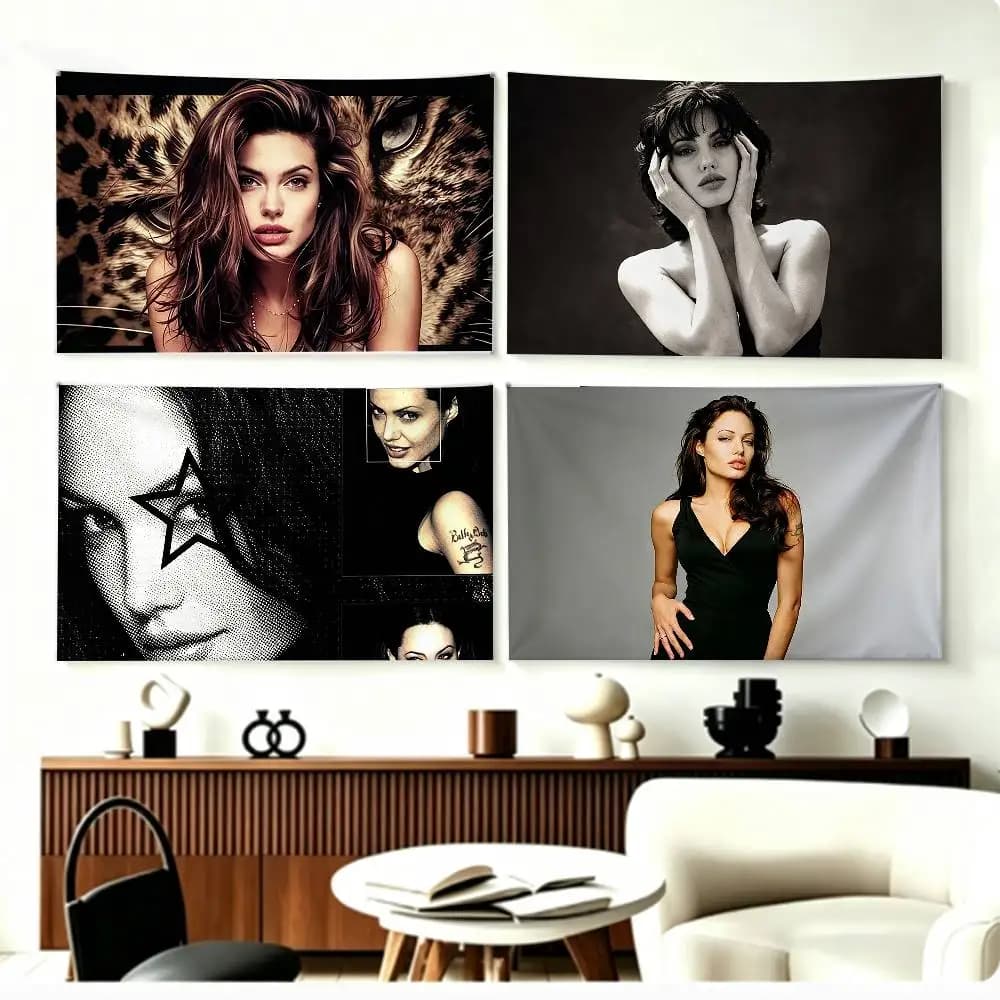 Actor-Angelina J-Jolie Voight   Flags Wall Hanging Background Art Banner for Bedroom Home Outdoor Decor