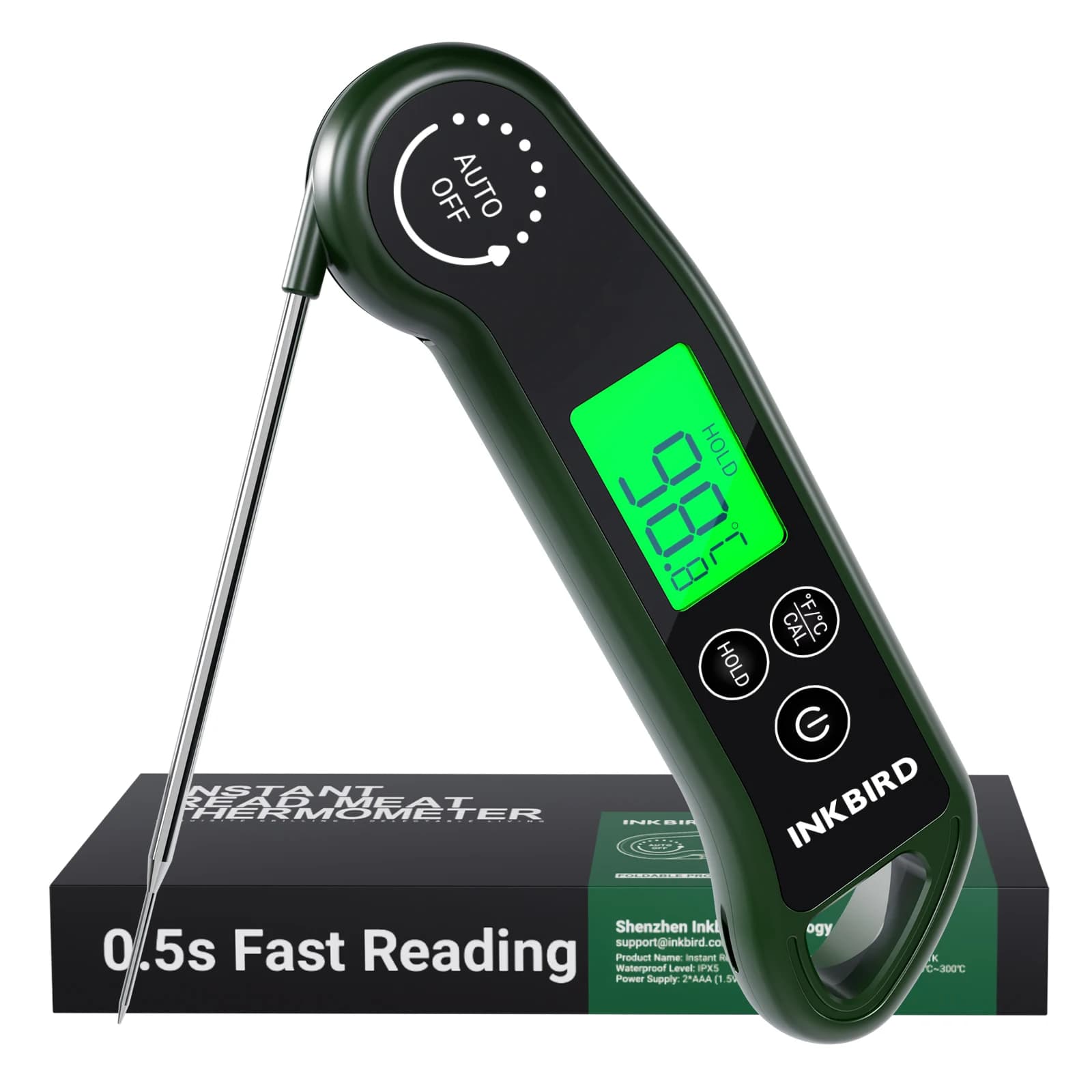 INKBIRD 0.5s Fast Reading Meat Thermometer Backlit LCD Display Instant Read Food Thermometer for BBQ,Baking,Deep Drying RHT-11K