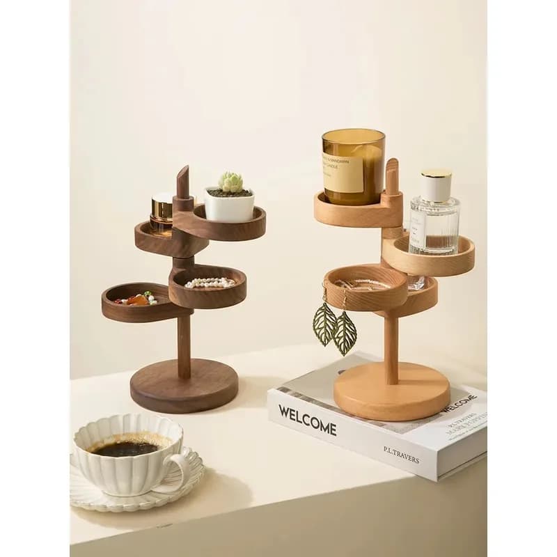 Black Walnut Dktop Shelf Cute Solid Wood Necklace Ring Jewelry Small Storage Box