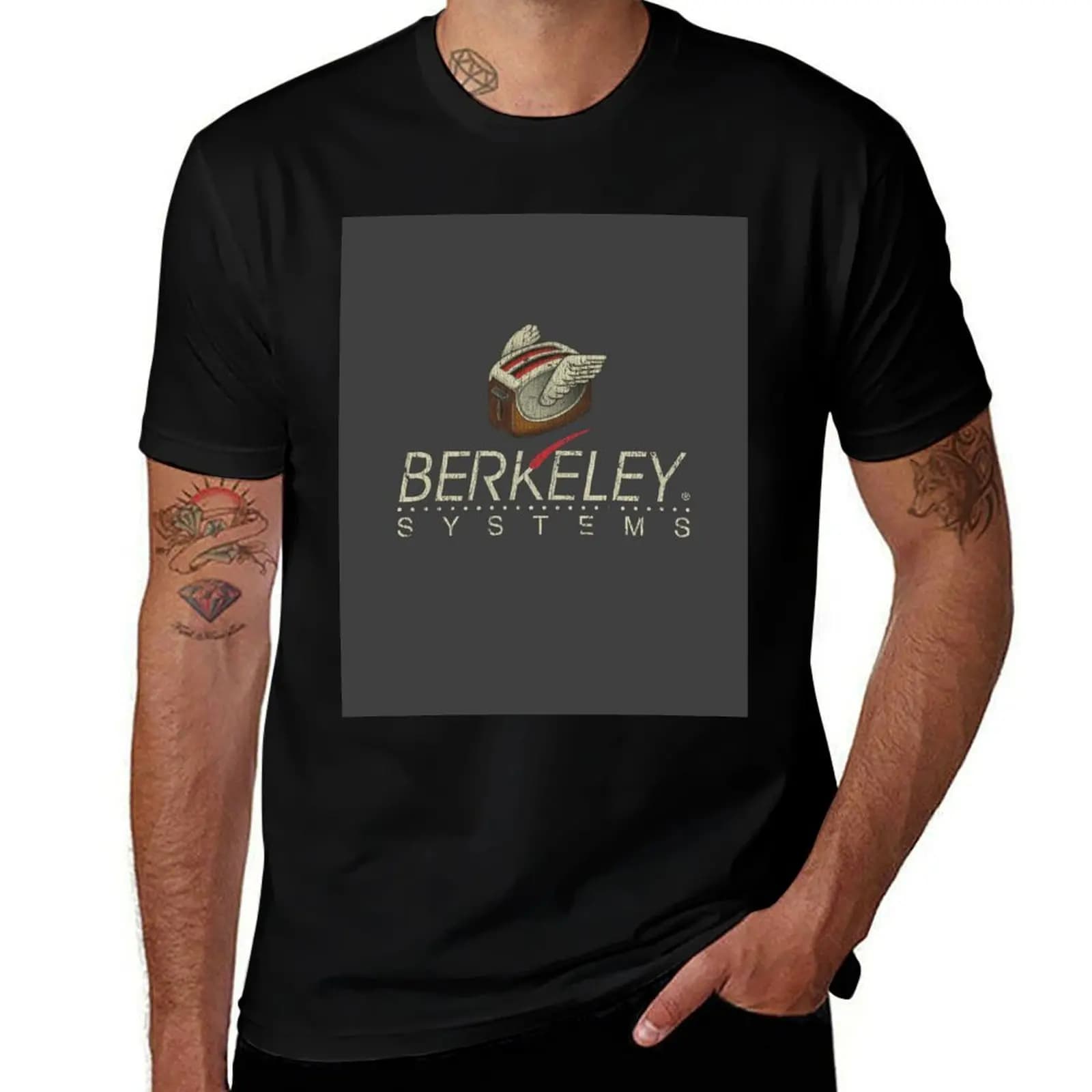 Berkeley Systems Flying Toasters T-Shirt Work Daily Short Sleeve Top T-Shirt