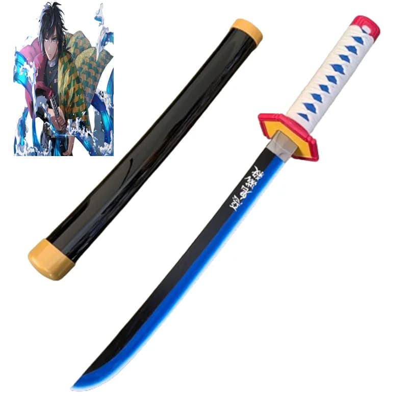 Role Play Kimetsu No Yaiba Blue Style Tomioka Yoshio Bamboo Assembled 60cm Katana Model Cosplay 24inch Demon Slayer Sword