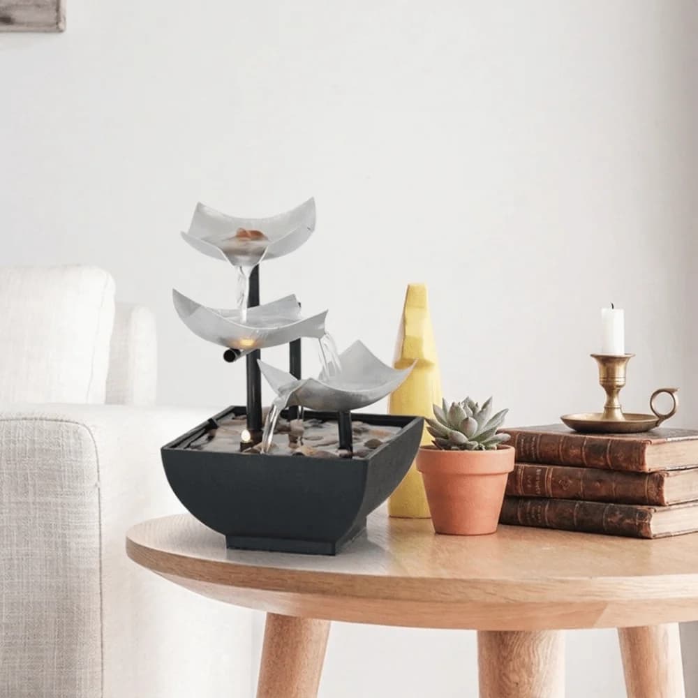 Zen Style Relaxing Flowing Water Fountain Realistic Soothing Desktop Fountain Decorative Exquisite Indoor Waterfall Meditation