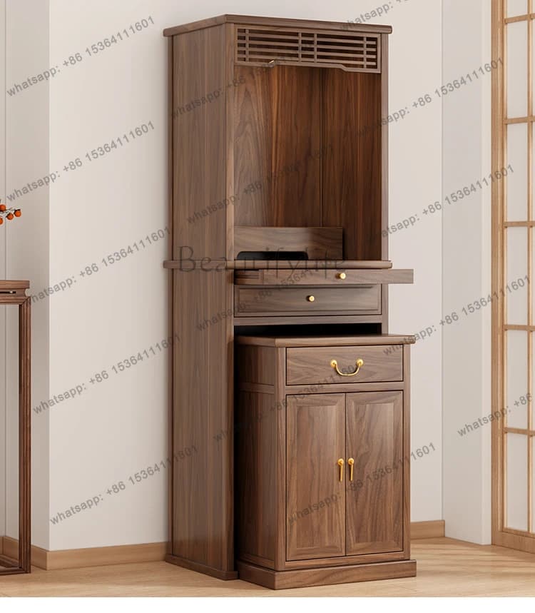 Factory DirectHT Black Walnut Shrine Offering Table Shrine Standing Cabinet Household Shrine God of Wealth Cabinet
