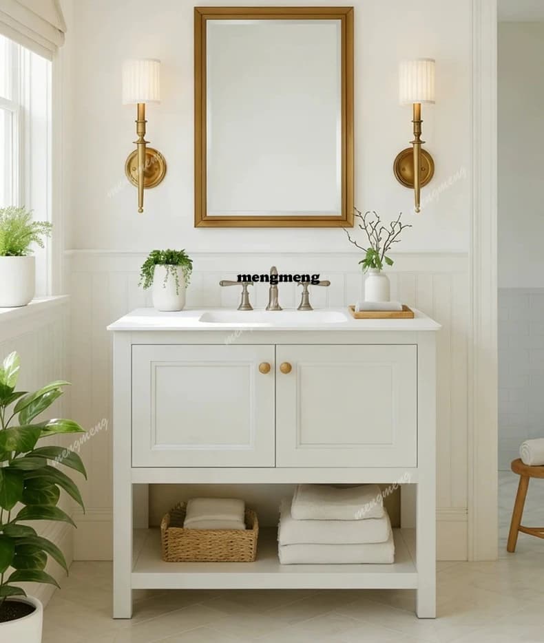 Bathroom cabinet, rock slab hot bending integrated basin, American washbasin, wash basin cabinet rubber wood paint floor cabinet