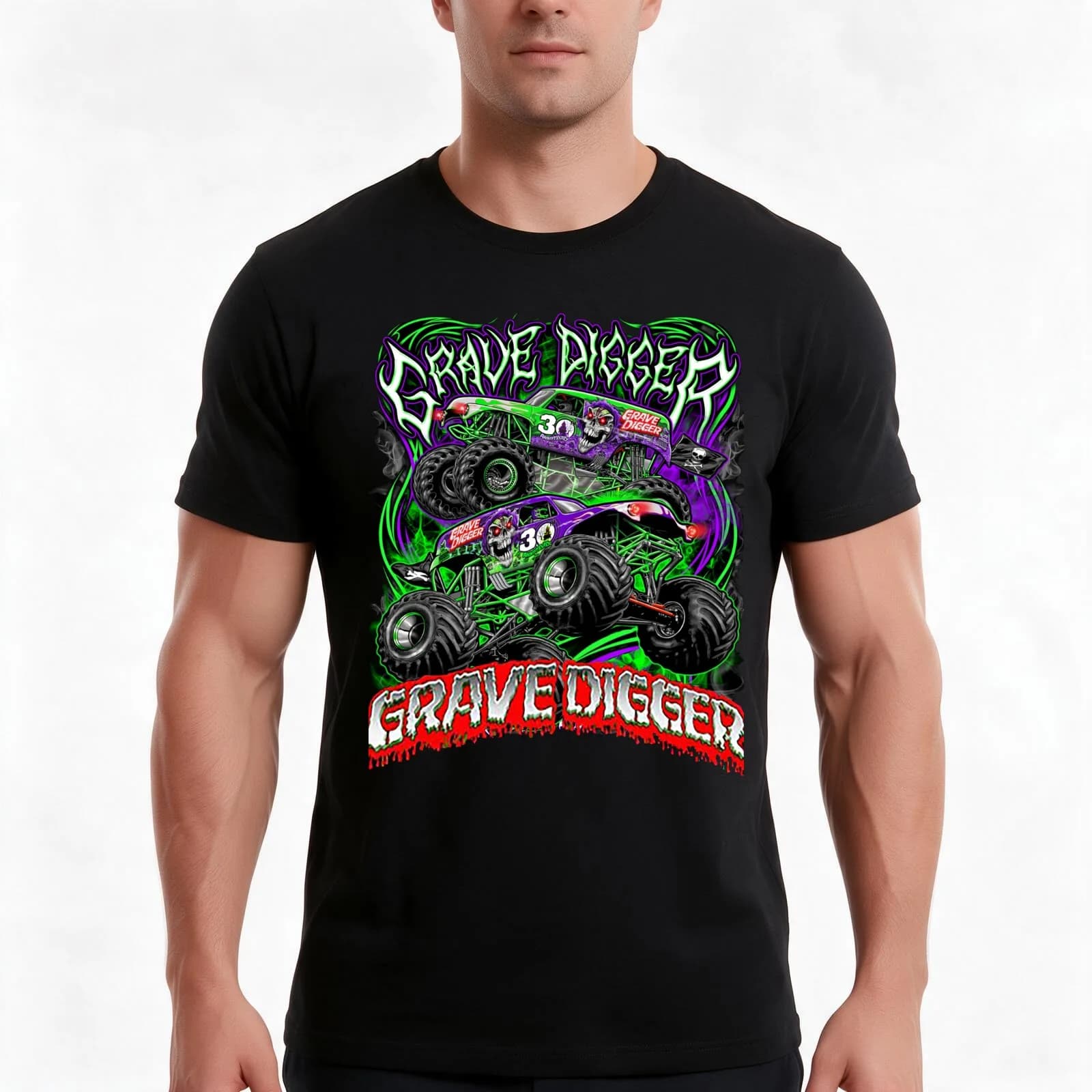 Grave Digger Monster Truck Fan Art Men Boys & kids Toddler T-Shirt, Summer Casual Cotton Tee, Oversized Streetwear Tops