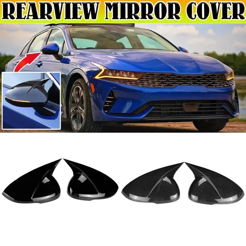 For KIA K5 Optima 2020-2021 ABS Car Rearview Side Mirror Cover Wing Cap Exterior Door Housing Shell Trim Adhesive Sticker