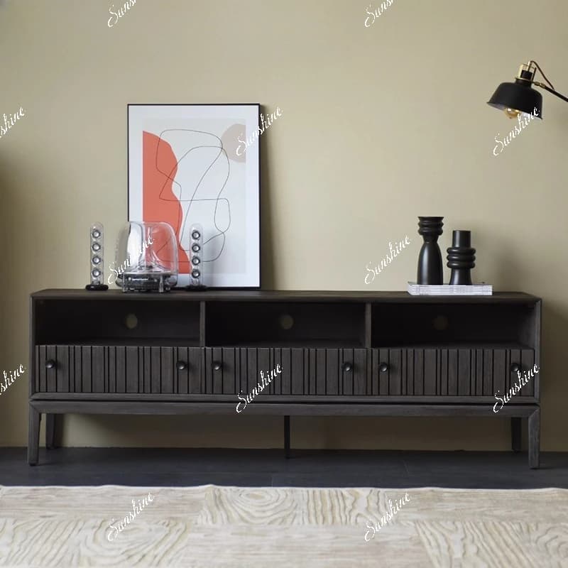 Imported retro solid wood TV cabinet small apartment living room floor coffee table