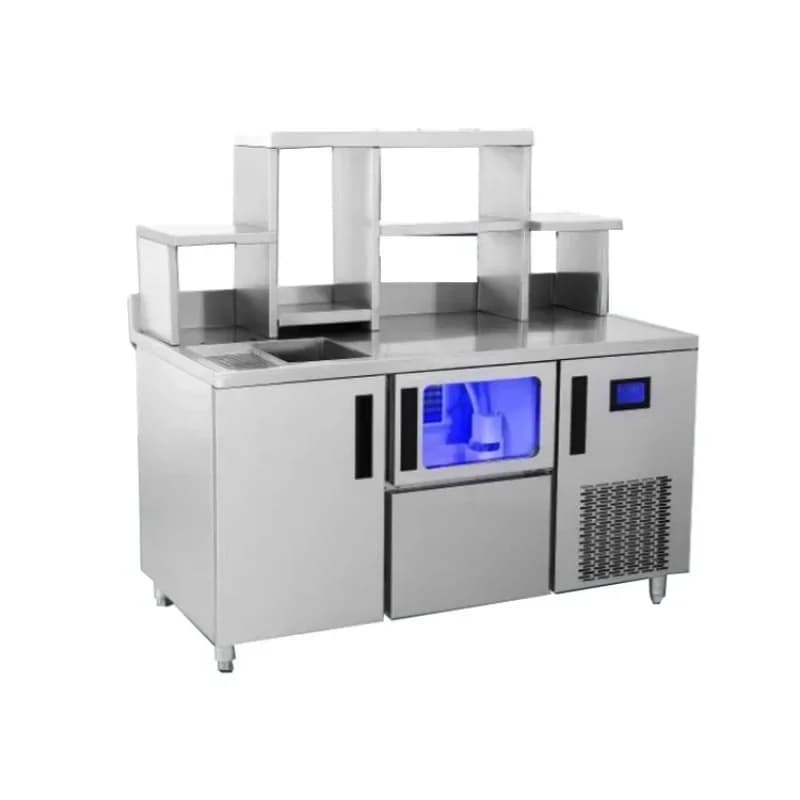 Blu-ray ice machine commercial stainless steel console milk tea shop square ice automatic 60kg ice making