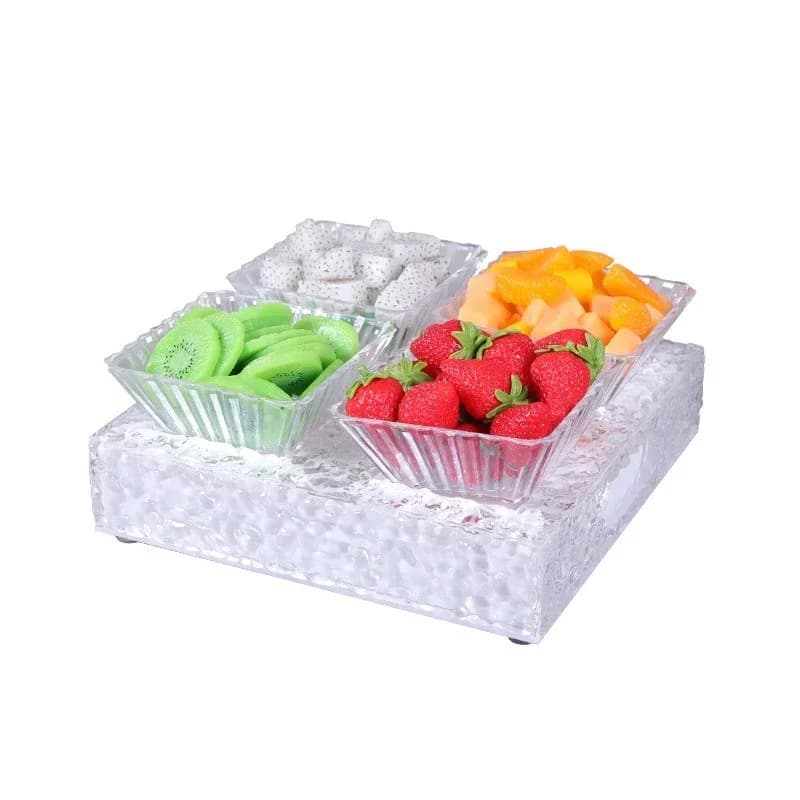 Bar fruit plate KTV special luminous fruit plate ice pattern single-layer grid clear bar snack snack