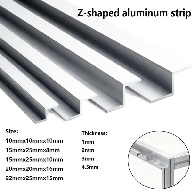 Z-Shaped Aluminum Edge Trim 10/15/20/22mm, Flexible Decorative Molding for Cabinet Door Window Frame (1 Piece)