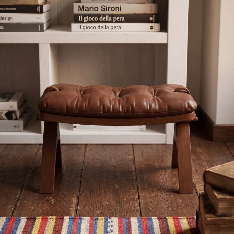 Solid wood high-end home living room shoe change dressing stool small stool low stool