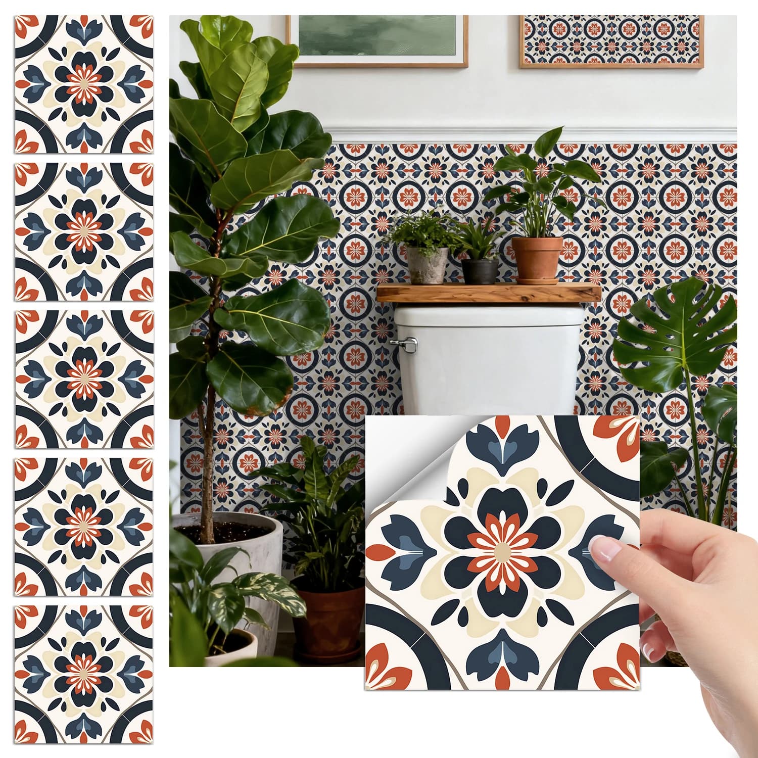 Self-Adhesive Tile Decals, 36Pcs Removable Peel and Stick Wall Stickers, Easy DIY Renovation for Home Kitchen Bathroom