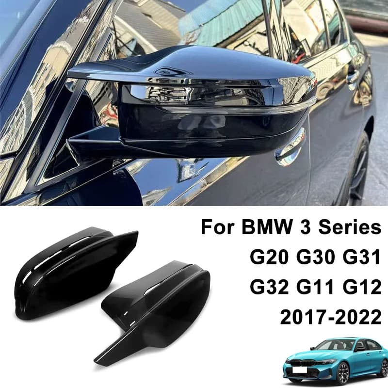 Bright Black ABS Rearview Mirror Cover Caps For BMW 3 Series G20 G30 G31 G32 G11 G12 2017-2022 LHD Car Accessories