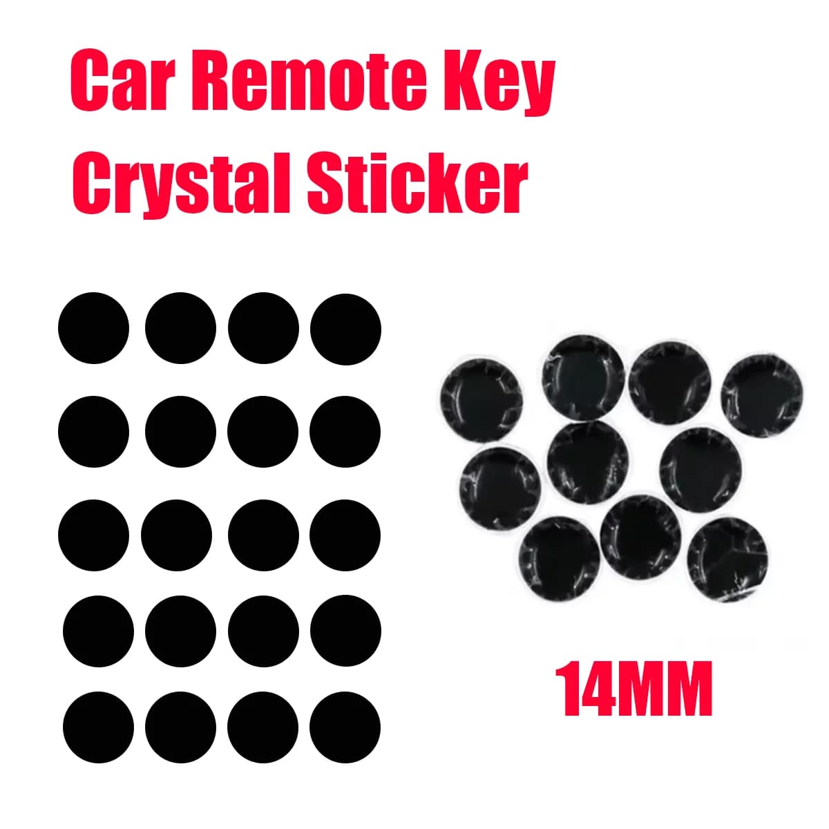 14MM Car Remote Key Crystal Logo Sticker E-poxy for F-ord Hon-da K-ia Peu-geot for XHO-RSE VV-DI Remote Control
