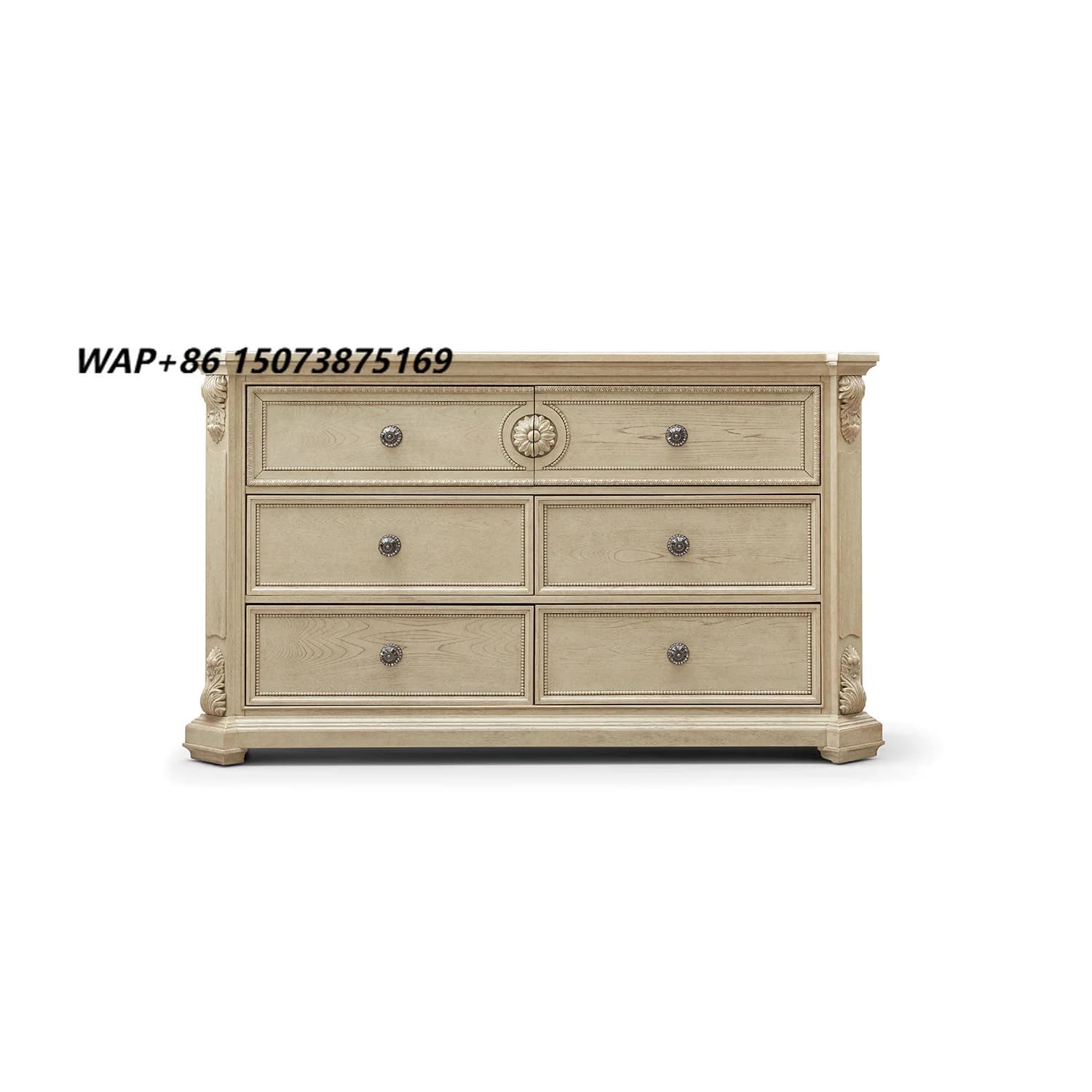 American Light Luxury Solid Wood Cabinet with Dresser European Carved Storage Cabinet Living Room Decorative Dressing Table
