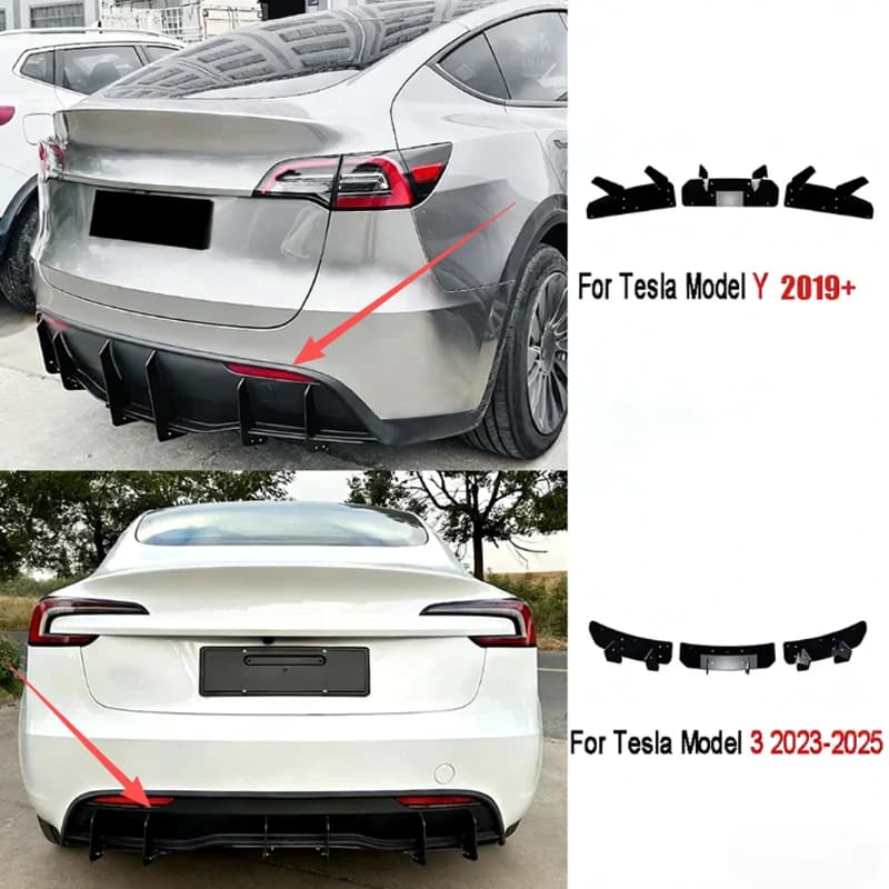 For Tesla Model 3 Highland 2024-2025 & Model Y 2019+ ABS Rear Bumper Diffuser Lip, Performance Blade Spoiler Car Accessories