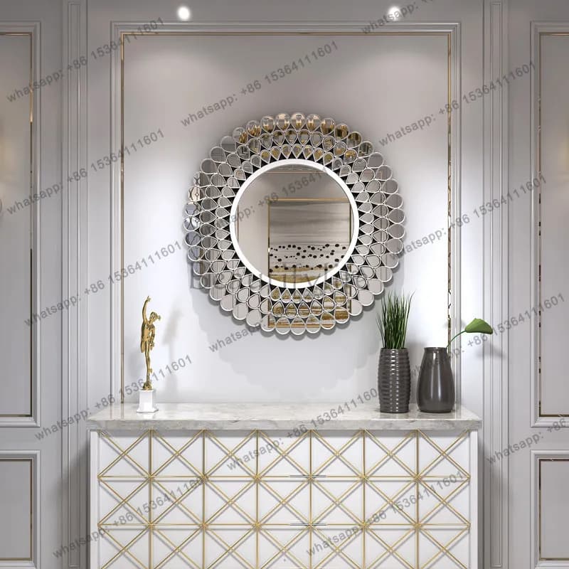 Background Sofa Magic Mirror Hide Ugly Square Combination Decorative Mirror Window Glass Ornament Deep Space Glow