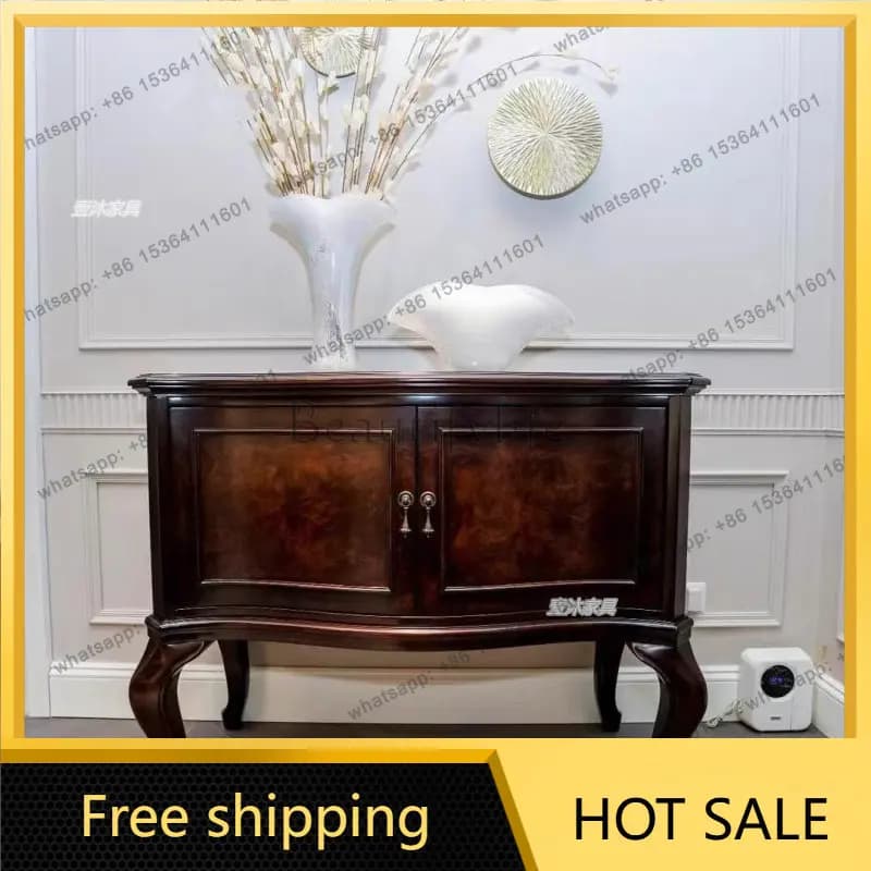 North American solid wood dining side cabinet, living room entry double door entrance cabinet, high-end restaurant wine cabinet