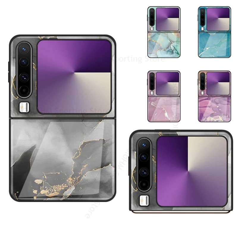 Cases For Huawei Pura X G5 Gradient Crack Marble Glass Phone Case For HUAWEI Pura X VDE-AL00 PuraX Fundas Shockproof Flip Cover