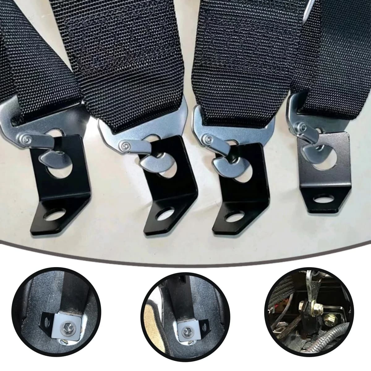 1x Car Seat Belt 90° Angled L-shaped Connection Gasket Plate Hardware Mounting Holder Modification Kit Universal Car Accessories