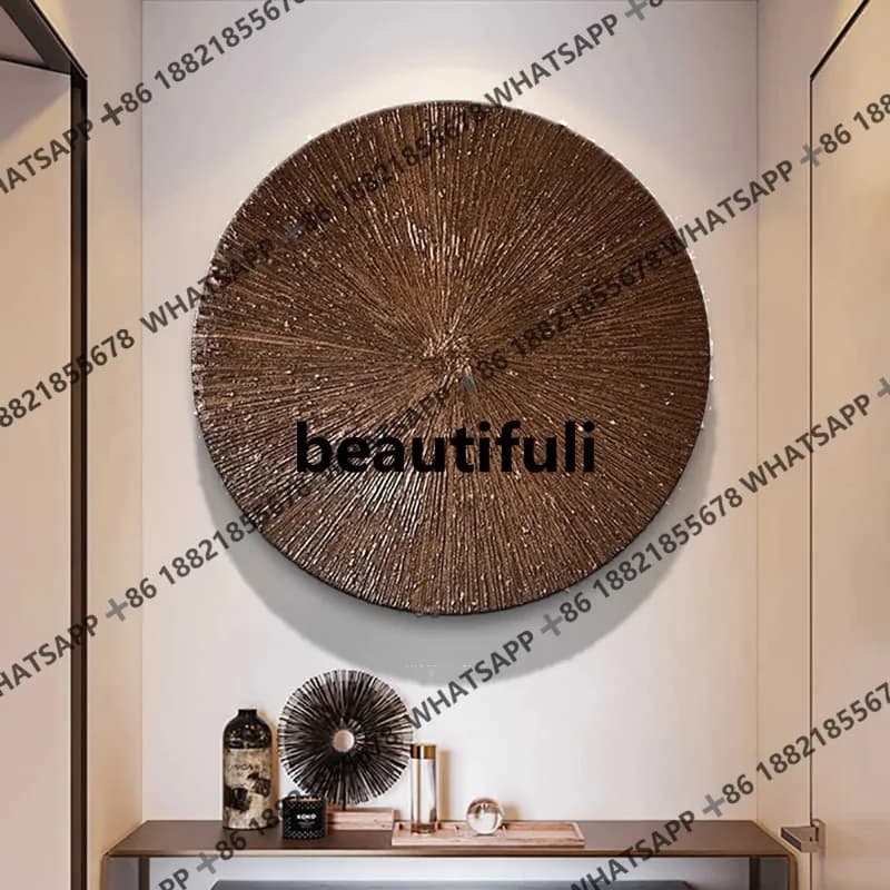 H Wabi Sabi Chinese antique style living room sofa wall decoration painting dining room entrance cabinet hand-painted round mura