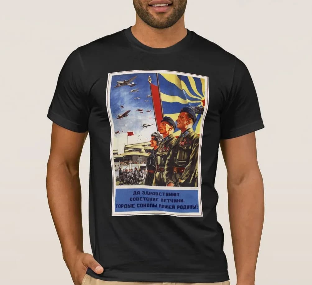 Long Live ( Glory To ) Soviet Pilots. Soviet Poster Art T Shirt. New 100% Cotton Short Sleeve O-Neck T-shirt Casual Mens Top