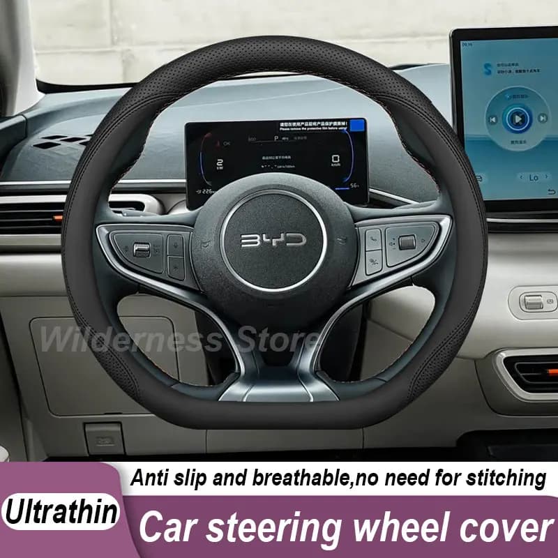 Leather Car Steering Wheel Cover For BYD SEAGULL BYD Dolphin Mini 2023 2024 2025 Auto Steering Wheel BYD Seagull Accessories