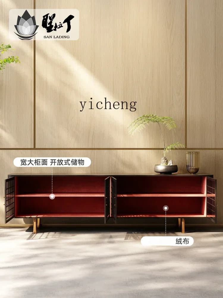 a1 new Chinese solid wood TV cabinet coffee table combination modern simple storage side cabinet