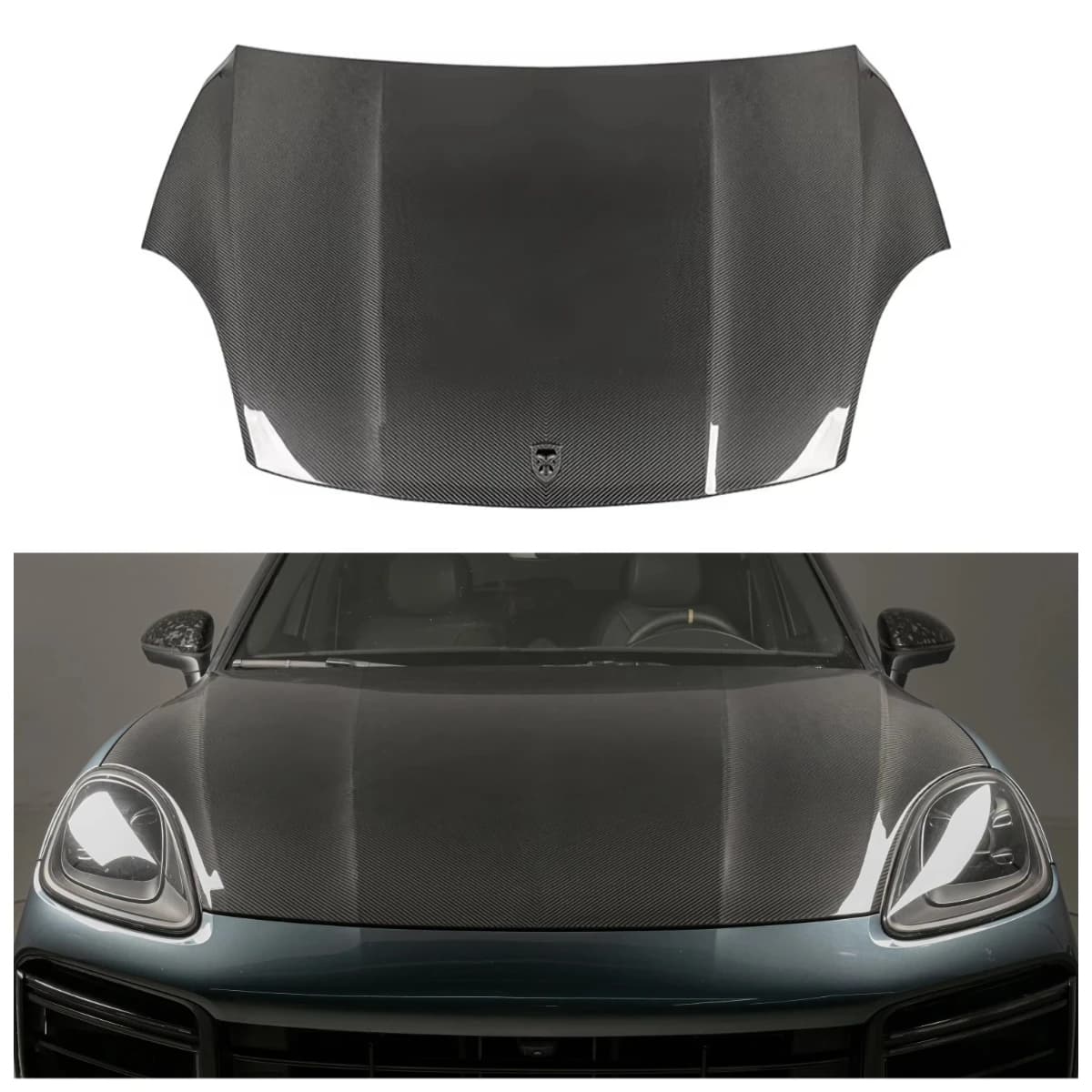 Kburning 2018-up for Cayenne 9Y0.1  E3 Double Side OE Style Dry Carbon Fiber Hood Boot for Engine Cover New Condition