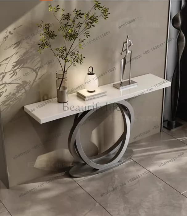 X4 Italian Simple Luxury Jade Stone Hallway Modern Light Luxury High-End Console
