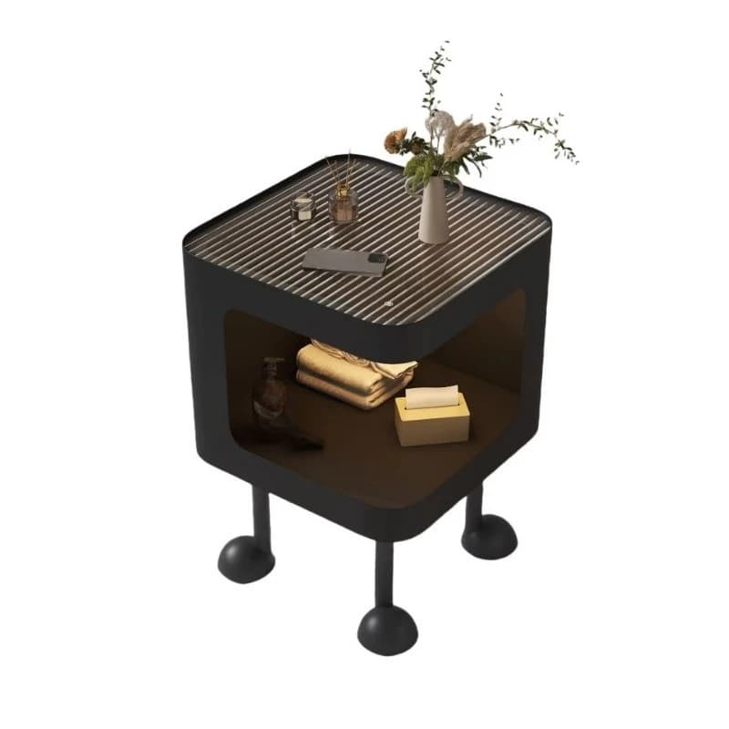 Cute cream metal bedside lamp with storage rack, suitable for bedroom bedside table