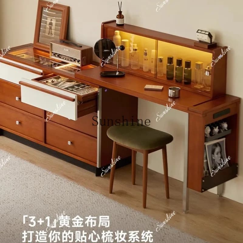 Medieval style solid wood dresser, chest of drawers, integrated small apartment bedroom, bedside storageP