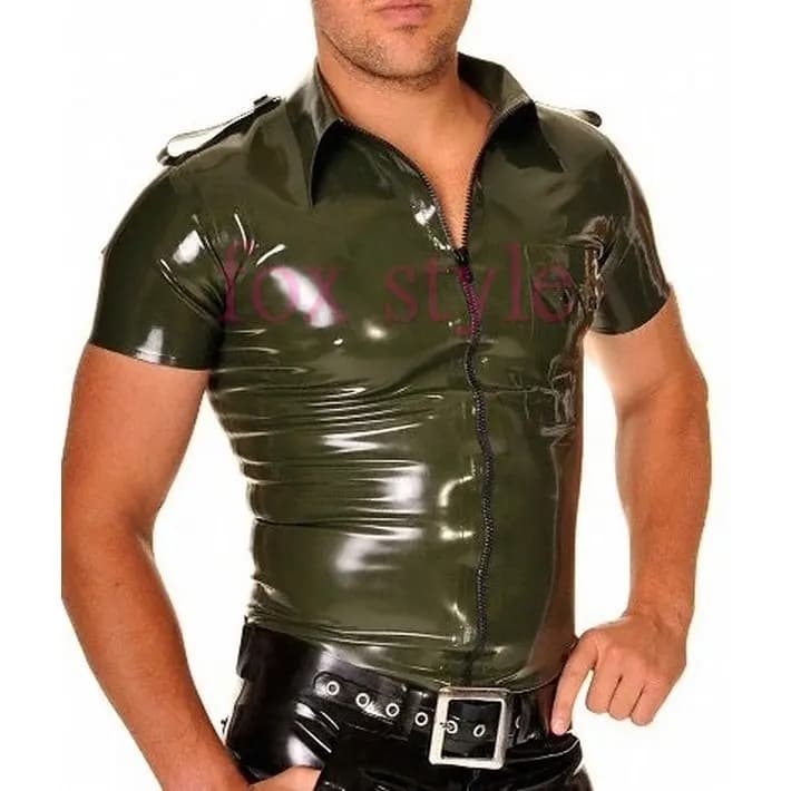 Men's male's rubber latex unform T-shirt whole sales short sleeves