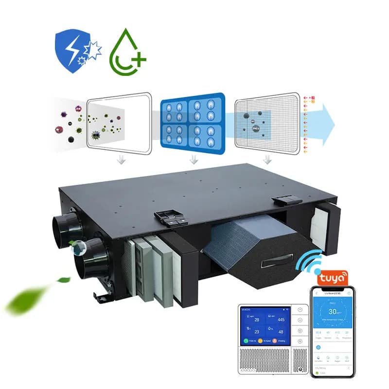 Home Energy Recovery Ventilation ERV with Heat Recovery Hepa Filters