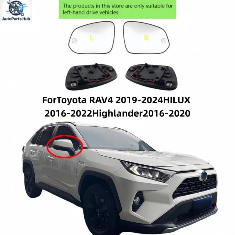 ForToyota RAV4 2019-2024HILUX 2016-2022Highlander2016-2020with blind spot detection and heated rearview mirror side mirror glass