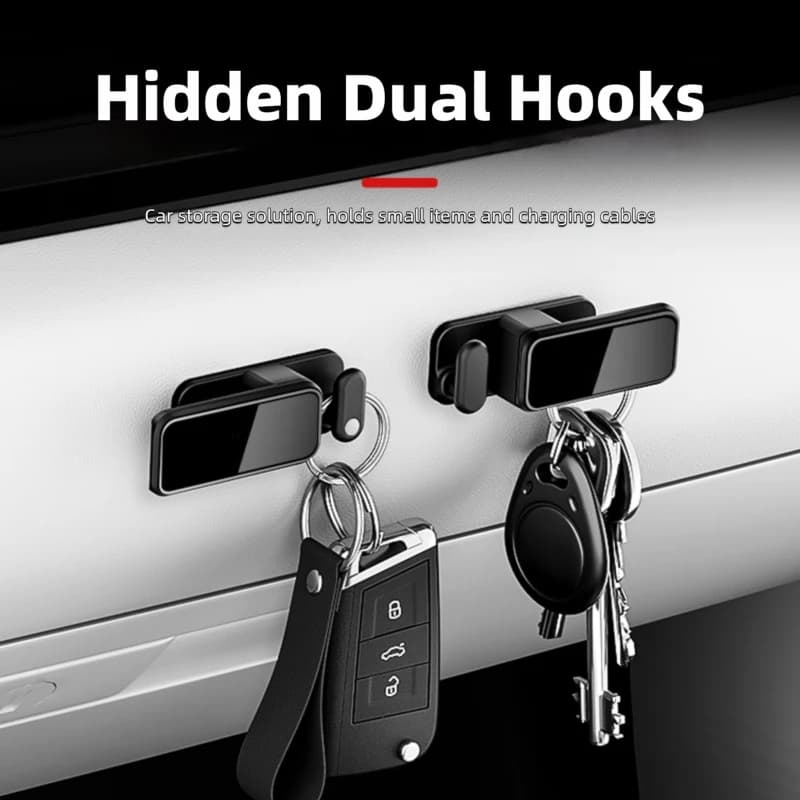 Universal Self‑Adhesive Car Mini Hidden Hook Multifunctional Dual‑Hook Wall‑Mount Hanger sticker Auto Interior Storage Accessory