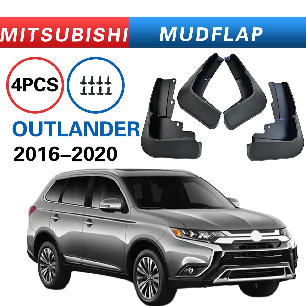 4Pcs For Outlander 2015-2020 PP Black Car Mud Flaps Splash Guards Mudguards Screw Fit Front Rear Fender Car Accessories