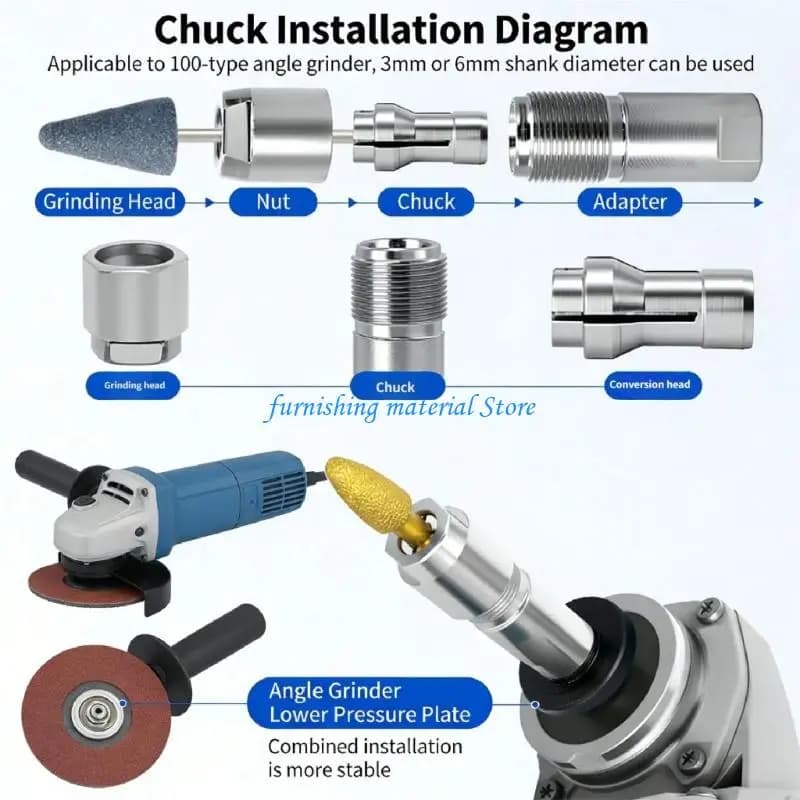 Y5GD Grinder To Straight Grinder Conversion Chucks Adapter For Cutting Grinding Polishing for 3-6.35Mm Shaft Tool