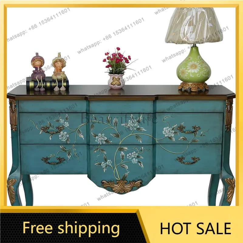 XX. American entrance retro painted dining side cabinet European living room foyer cabinet