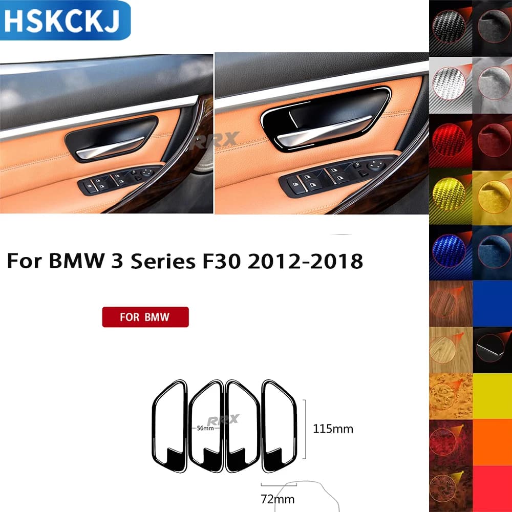 For BMW 3 Series F30 F34 2013 2014 2015 2016 Door Handle Bowl Trim Frame Cover Soft Piano Black Sticker Car Interior Accessories