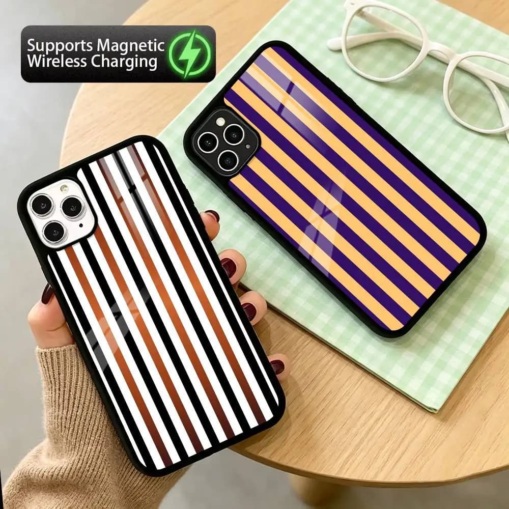 Fashionable Colorful Vertical Stripes  Phone Case For iPhone17,16,15,14,13,12,11 Plus,Pro Allows magnetic wireless charging