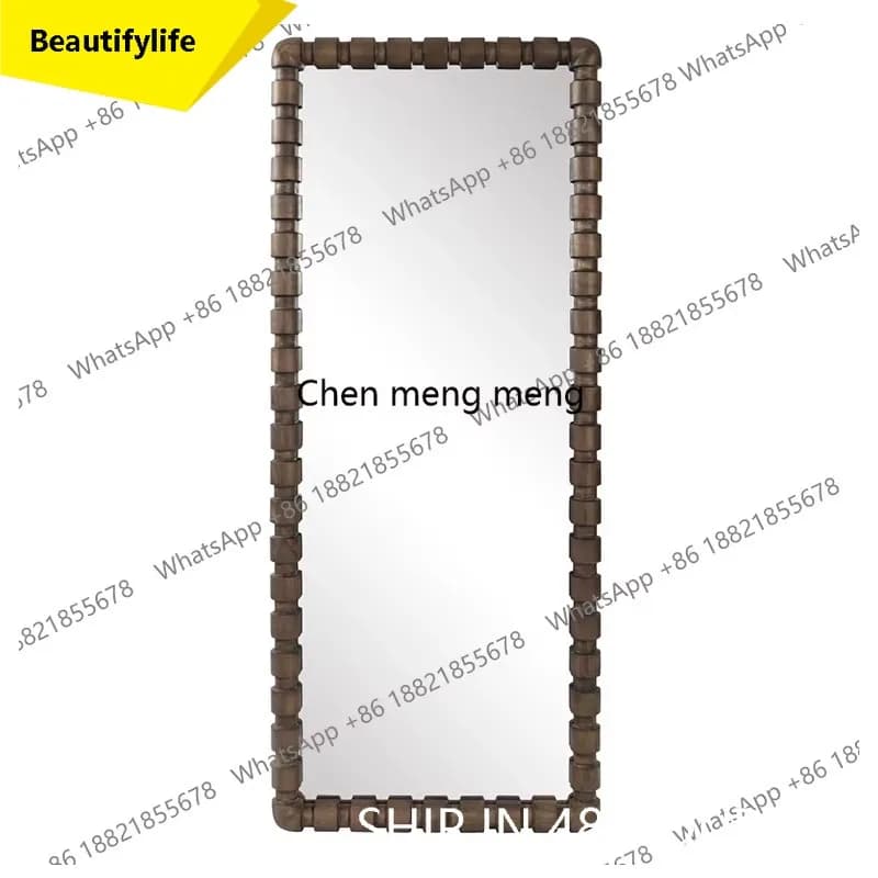A17 American wooden full-body mirror retro wall-mounted household porch background wall full-length mirror